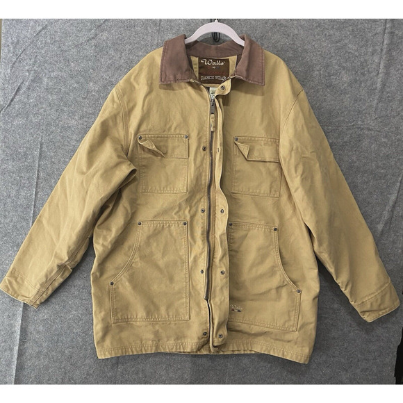 Walls Ranch Wear Barn Jacket Mens Sz XLT Beige Brown Pockets VTG -‎ SEE NOTES - Picture 2 of 11